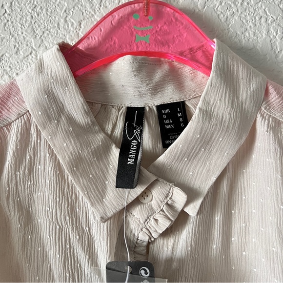 NWT Mango MNG Suit Silk Cream Long Sleeve Blouse Size 8 - Picture 6 of 12